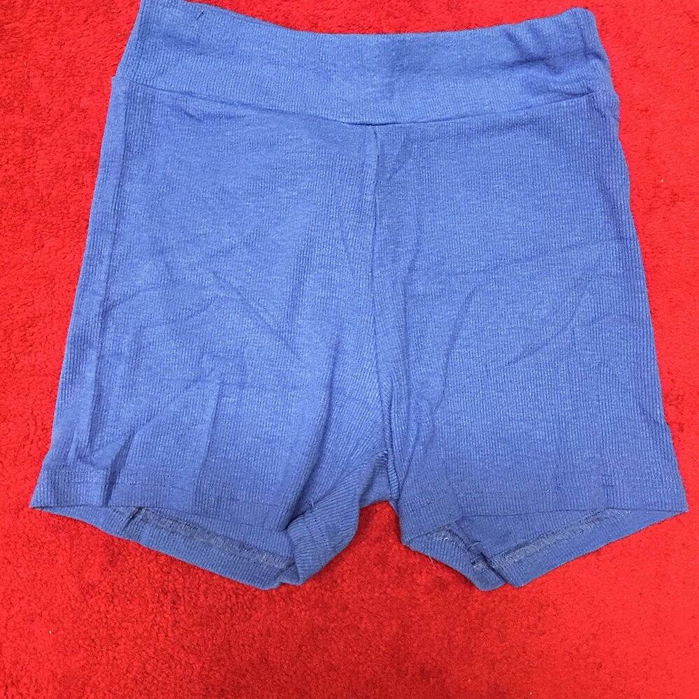 Blue Ribbed Lounge Set Crop Tank Shorts Co Ord XS - Picture 3 of 9